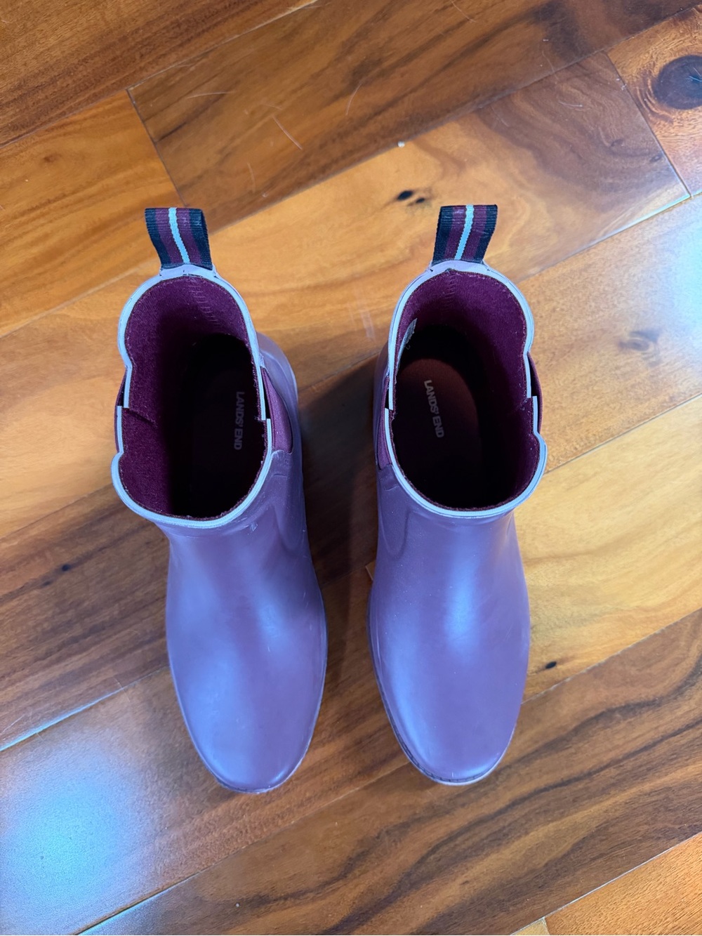 Lands' End Chelsea Burgundy Rubber Rain Booties